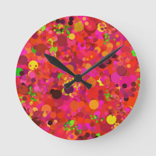 Het rode Groene Gouden & Roze Kleurrijke Moderne Ronde Klok