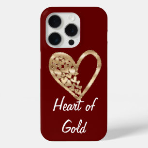 Het rode hart van goud iPhone 15 pro case