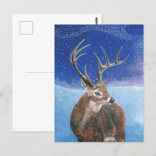 Het rode hert (Cervus elaphus) in de winter Briefkaart