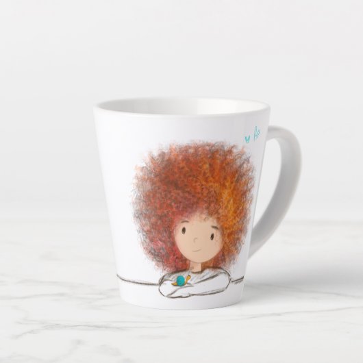 Het rode hoofd schatje latte mok (Rechterhoek)