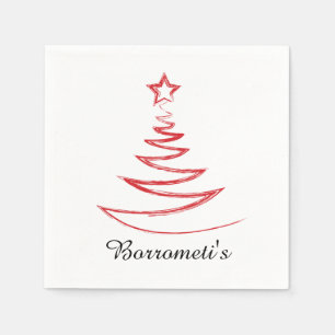 Het rode Kerstboom Gepersonaliseerde Servet van de