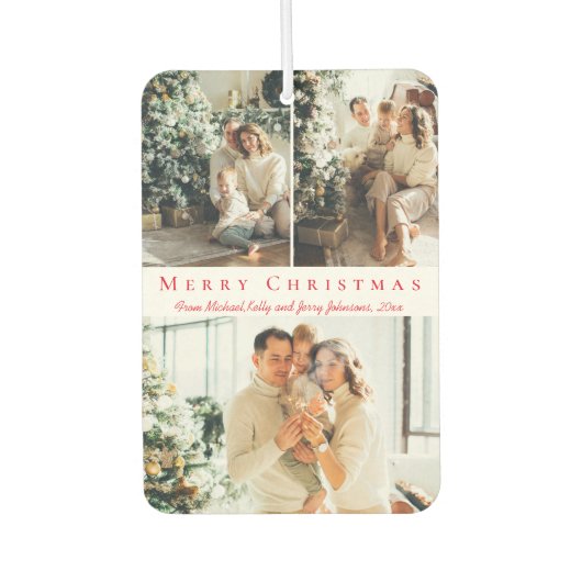 het rode kerstscript drie foto ' s collage luchtverfrisser (Voorkant)