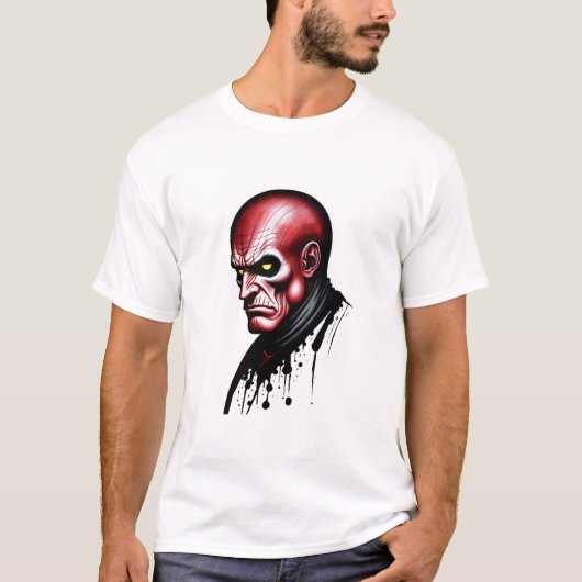 Het Rode Man met gele ogen | AI Art T-shirt (Voorkant)