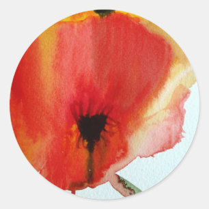 Het rode moderne bloemenart. van Papavers Ronde Sticker