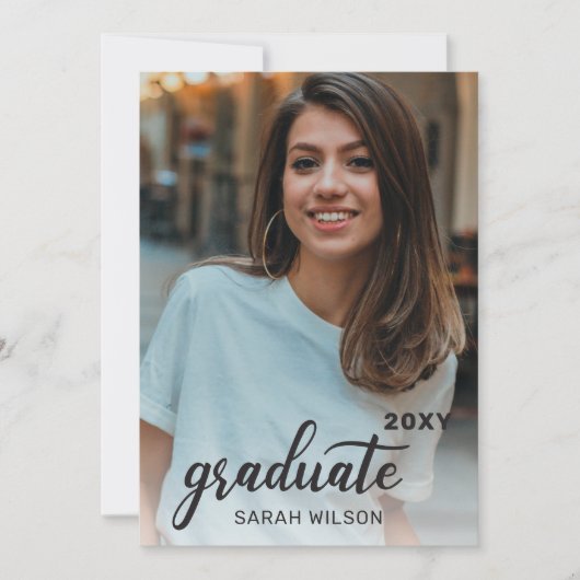 Het rode moderne Manuscript Afstuderen twee Foto's Kaart (Voorkant)