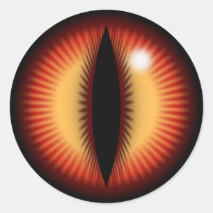 Het rode oog van een draak ronde sticker