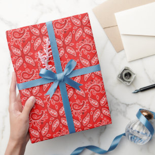 Het rode van het het patroonLand van Paisley Cadeaupapier