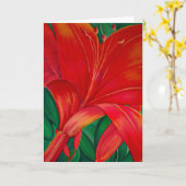 Het rode Wenskaart van de Lelie Kaart (Gele Bloem)