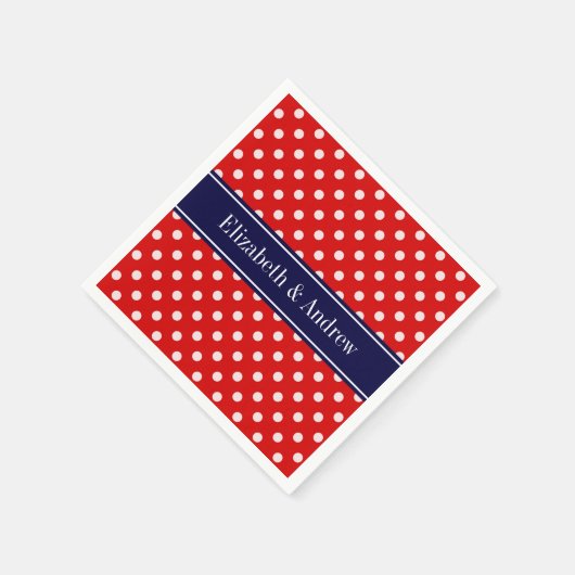 Het rode Witte Monogram van het Lint van Stippen Servetten (Hoek)