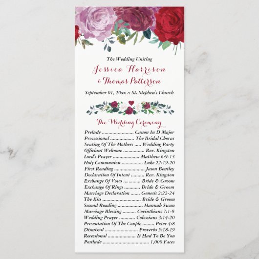 Het Romantische Collectie van het Floral Wedding Programma (Voorkant)