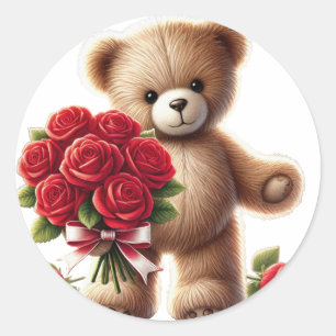 Het romantische gebaar van Teddy Bear Ronde Sticker