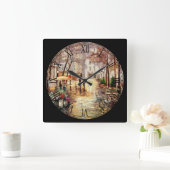 Het Romeinse Rain Fine Art-cijfer binnenlopen Vierkante Klok (Huis)