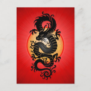 Het rood barstte Chinese Draak Briefkaart