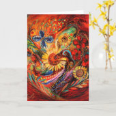 Het rood op rood kaart (Gele Bloem)