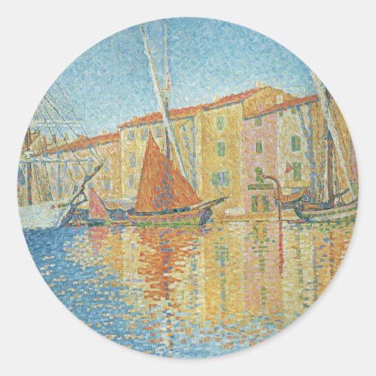 Het roodbruin van Paul Signac,  Pointillisme Ronde Sticker (Voorkant)