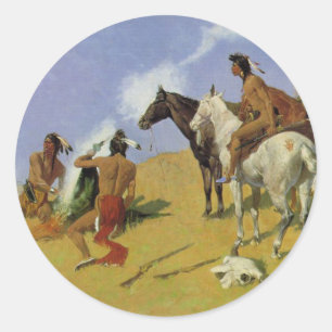 Het rooksignaal ~ Frederic Remington Ronde Sticker