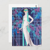 Het Roos en het Night Art Deco Briefkaart (Voorkant / Achterkant)