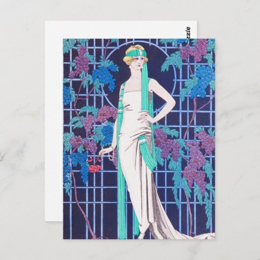 Het Roos en het Night Art Deco Briefkaart (Voorkant / Achterkant)