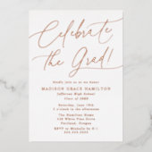 Het Roos Gold van het Afstuderen van het Manuscrip Folie Uitnodiging (Voorkant)