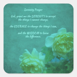 Het Roos van Serenity Prayer Inspirerend Vierkante Sticker