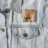 Het Roos Vierkante Button 5,1 Cm (In situ)