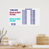 Het Rooster van het Team van de Sjabloon Baseball  Poster (Keuken)