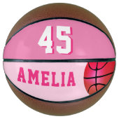 Het roze Aangepaste Basketball Girl Player's Name Basketbal (Voorkant)