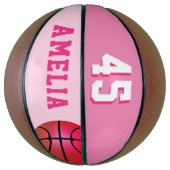 Het roze Aangepaste Basketball Girl Player's Name Basketbal (Verticaal)