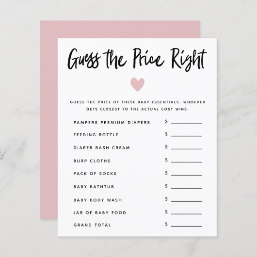 Het roze Baby shower van het Heart Meisje denkt da (Voorkant / Achterkant)