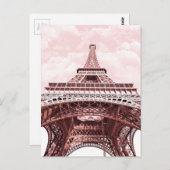 Het roze Briefkaart van de Toren van Eiffel (Voorkant / Achterkant)