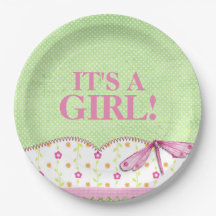 Het roze en Groene Baby shower van de Libel