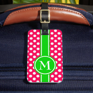 Het roze en Groene Monogram van de Stip Bagagelabel