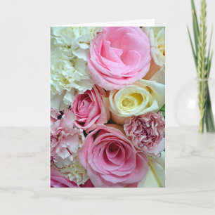 Het roze en witte wenskaart van de rozendruk kaart