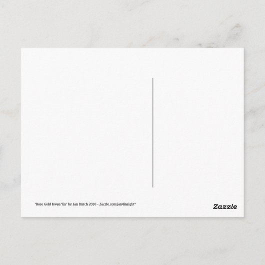 Het roze-gouden briefkaart van Kwan Yin (Achterkant)