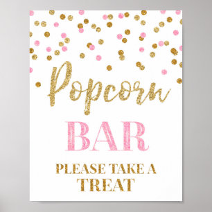 Het roze Gouden Teken van de Bar van de Popcorn Poster