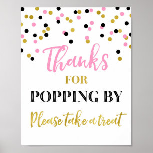 Het roze Gouden Zwarte Bedankt die van Confettien Poster