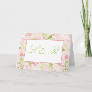 Het roze & Groene BloemenHuwelijk dankt u Kaarten
