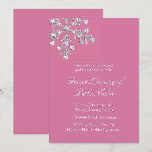 Het roze grote openingsaanbod van de kristal Snowf Kaart (Voorkant / Achterkant)