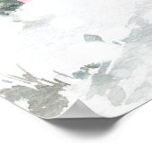 Het roze huisje in het besneeuwde bos poster (Hoek)