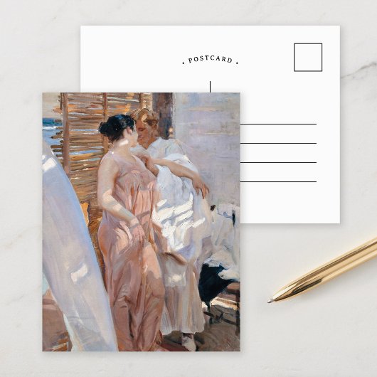Het roze kleed, na het bad | Joaquín Sorolla Briefkaart