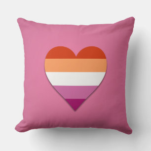 Het roze lesbische pride hartontwerp gooit kussen