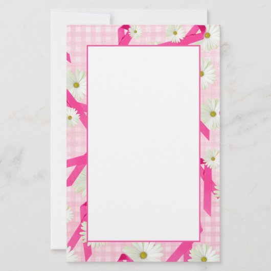 Het roze lint en madeliefjes briefpapier (Voorkant)