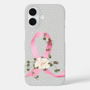 Het roze lint met klimop On Pin Stippen iPhone 16 Hoesje