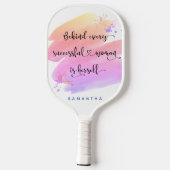 Het roze monogram van de Waterverf van het citaat  Pickleball Paddle (Achterkant)