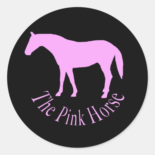 Het roze paard ronde sticker (Voorkant)