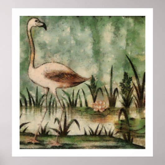 Het roze Poster van de Flamingo (Voorkant)