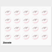 Het roze Roze Initiaal Monogram van het Manuscript Ronde Sticker (Vel)