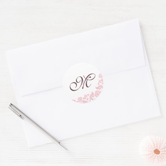 Het roze Roze Initiaal Monogram van het Manuscript Ronde Sticker (Envelop)