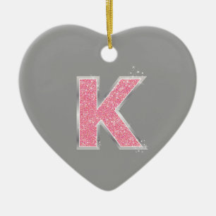 Het roze schittert brief K Keramisch Ornament