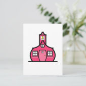 Het roze Schoolhouse Briefkaart (Staand voorkant)